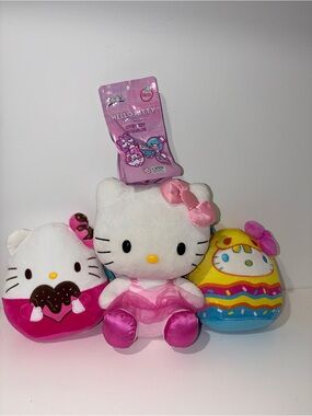 Sanrio Hello Kitty Pink Plush Doll - Cute Pink Bow w/ FREE Mystery Smashie